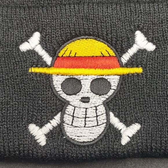 Black One Piece Anime Beanie Hat Skull Luffy Knitted Cosplay Anime Headwear NEW!